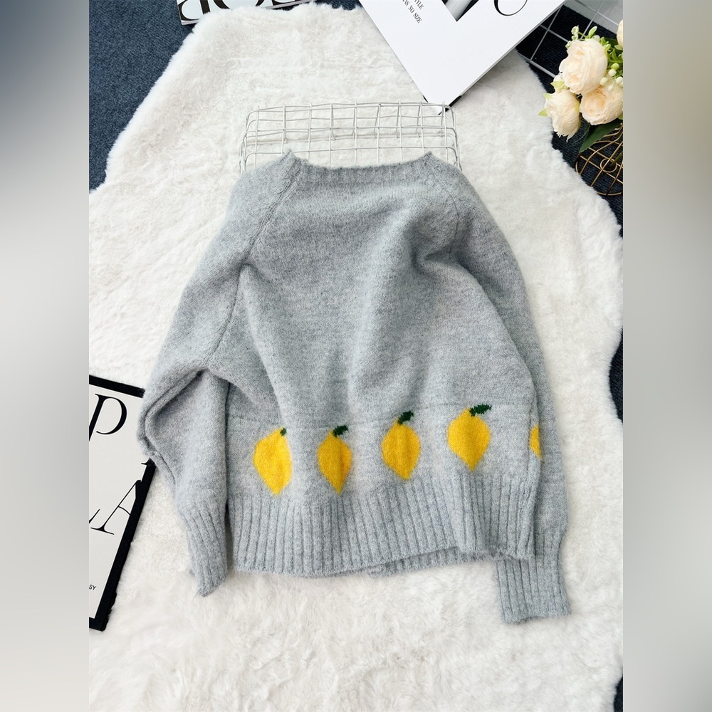 Lemon Pattern Button-Up Cardigan - Picture 6 of 16